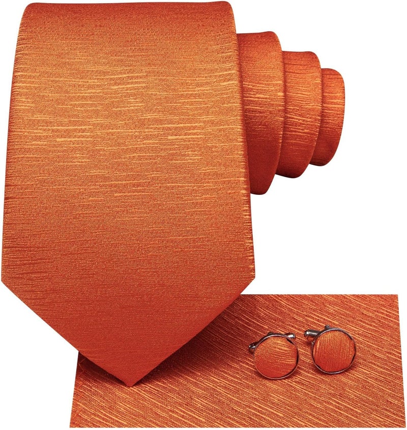 Dubulle Mens Tie Set Solid Paisley Silk Striped Necktie for Men with Cufflinks Tie and Pocket Square - Image 2